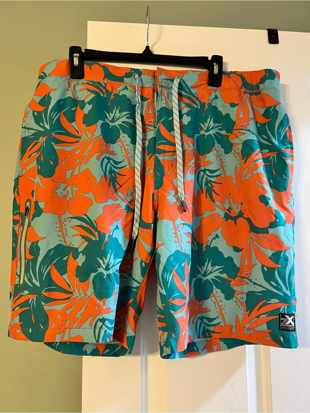ZeroXposur Men’s Floral Swim Trunks - Teal & Orange